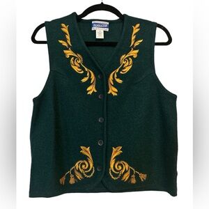 Vintage 80s 100% Wool Pendleton Embroidered Vest, Size M Petite